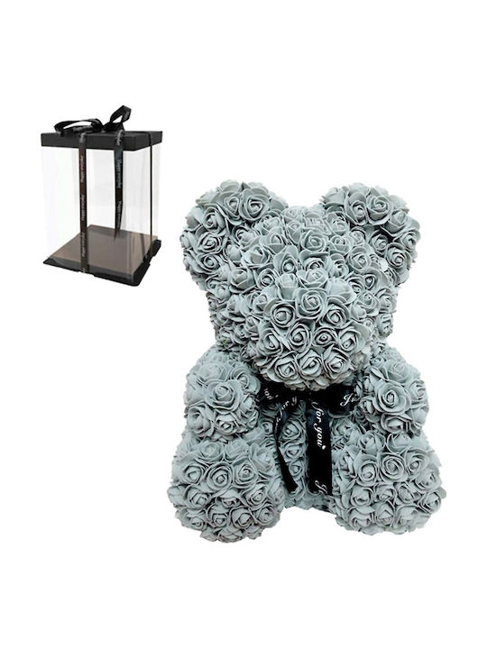 Δωρόσημο Teddybär aus Künstlichen Rosen Μεγάλο Grey 40cm in Box 1Stück 10818