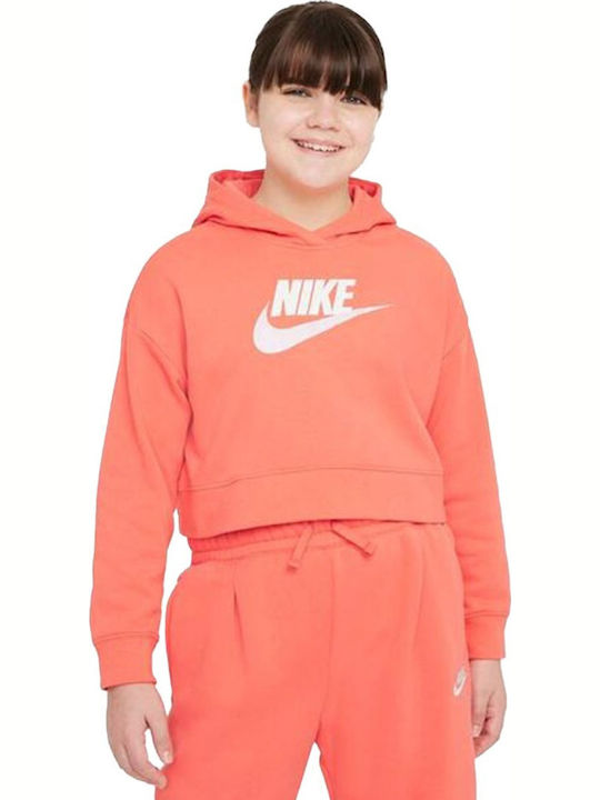 Nike Kids Cropped Sweatshirt with Hood Coral Sportswear Club