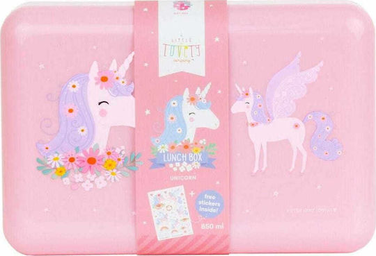 A Little Lovely Company Unicorn Plastic Kids' Food Container Unicorns 0.85lt Pink x x 6cm