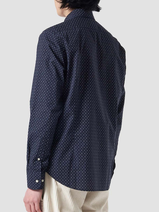 La Martina Men's Shirt Long Sleeve Cotton Polka Dot Navy Blue