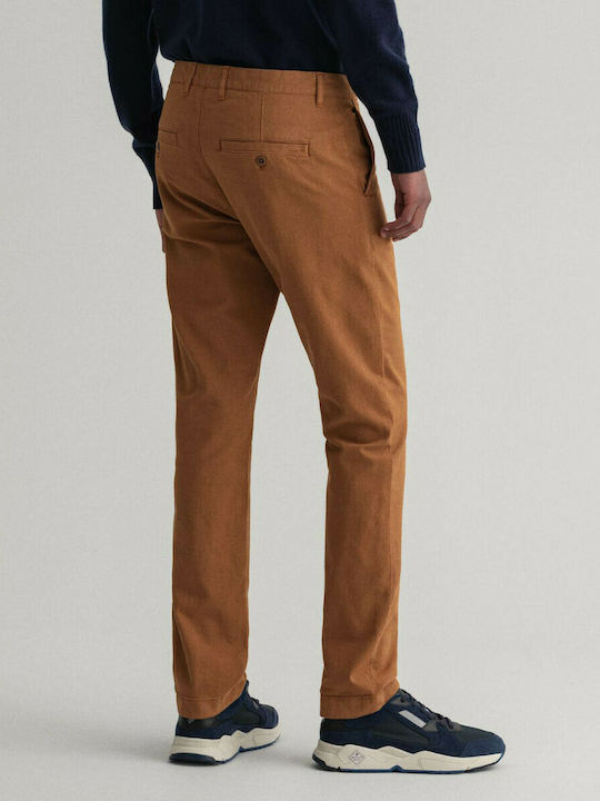 Gant Ανδρικό Παντελόνι Chino σε Slim Εφαρμογή Καφέ