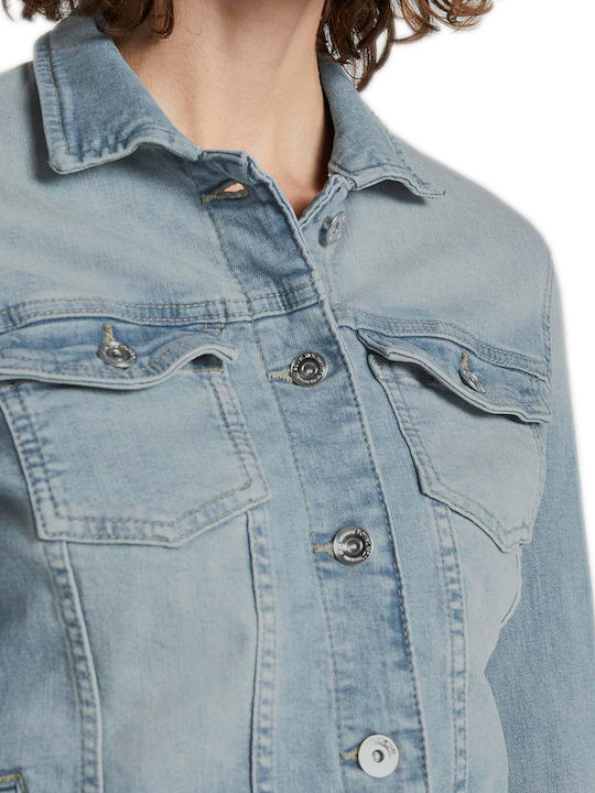 Women's Short Jean Jacket for Spring or Autumn Stone Blue Denim
