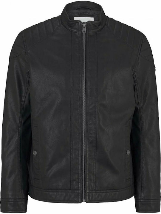 Faux Leather Jacket Biker Black