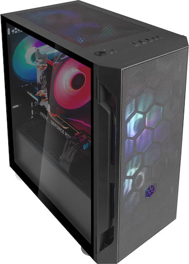 Silverstone FARA H1M PRO Gaming Mini Tower Κουτί Υπολογιστή με Πλαϊνό Παράθυρο και RGB Φωτισμό Μαύρο