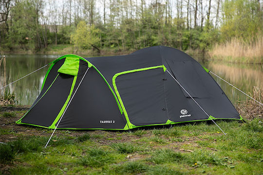 Peme Taurus 3 Χειμερινή Σκηνή Camping Τούνελ Ορειβασίας Μαύρη για 3 Άτομα Αδιάβροχη 4000mm 380x220x120εκ. SP