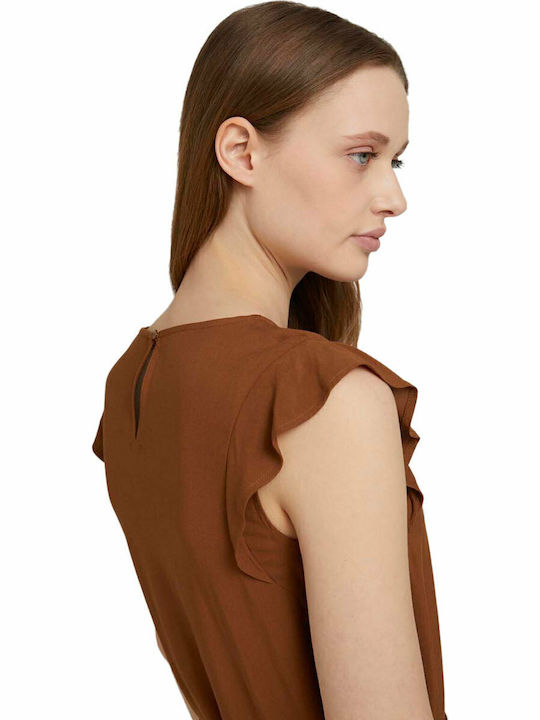 Καλοκαιρινό Mini Φόρεμα με Βολάν Amber Brown