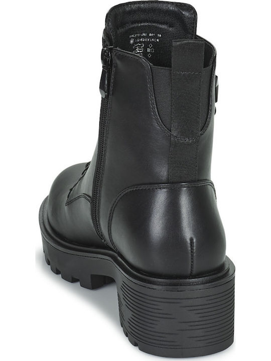 Ramone Leather Women's Ankle Boots with Medium Heel Black