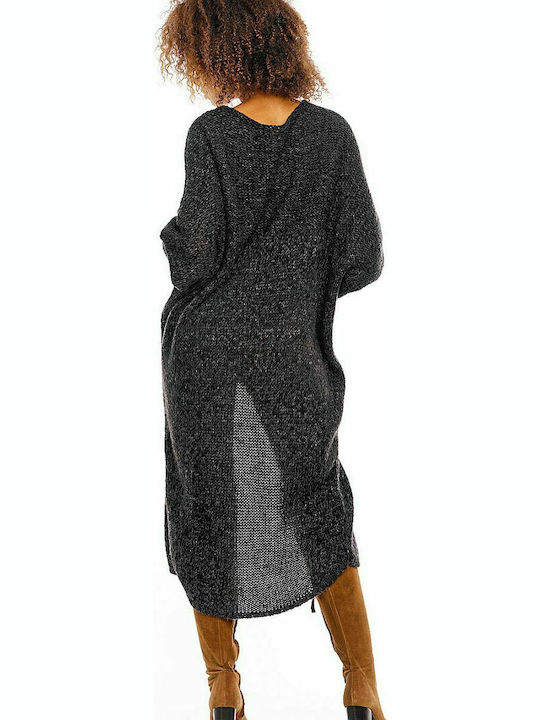 PeeKaBoo Long Women's Knitted Cardigan Black