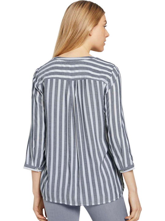 Tom Tailor Women's Striped Long Sleeve Shirt Navy Blue