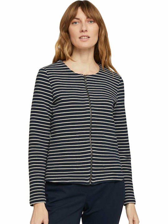 Tom Tailor Women's Blazer Navy Ottoman Stripe