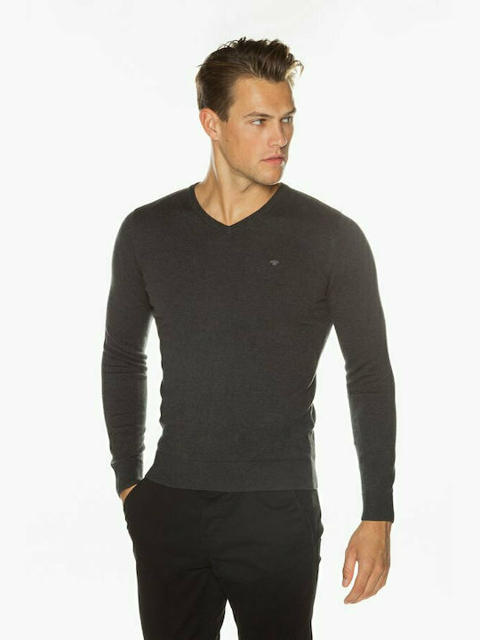 Tom Tailor Herren Langarm-Pullover mit V-Ausschnitt Gray