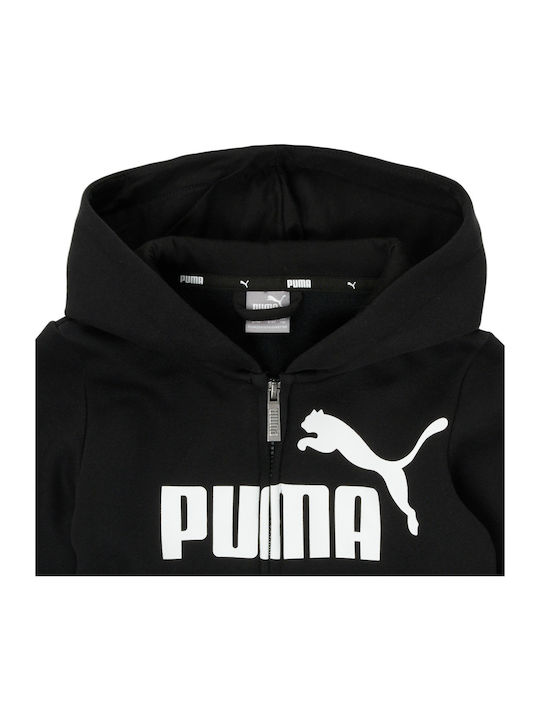 Athletic Kids Sweatshirt Cardigan Cotton with Hood Black Essential Big