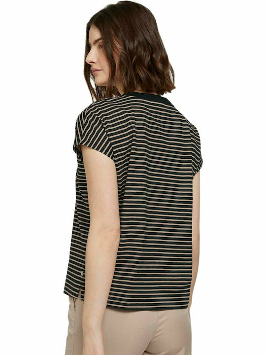 Tom Tailor Women's T-shirt Striped Black