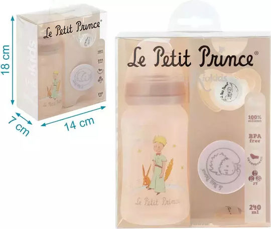 Kiokids Подредба Пластмасови Бебешки Бутилки Le Petit Prince с Биберон от Силикон за 6+ Месеца Розови Le Petit Prince - Розово 240мл 3 Бройки