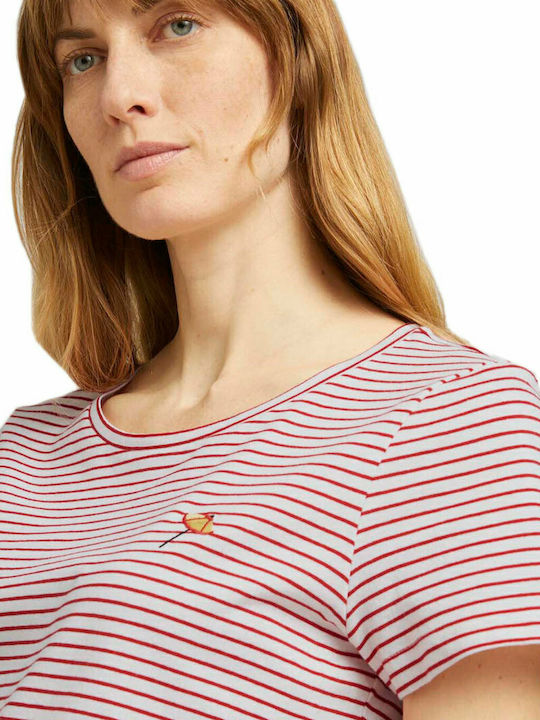 Tom Tailor Women's T-shirt Striped Red