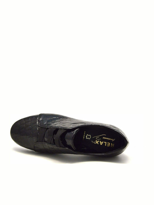 7350-08 Ανατομικά Γυναικεία Slip-On Δερμάτινα Μαύρα