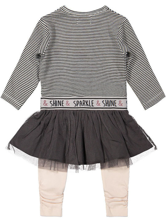 Baby set of leggings with tulle skirt grey-pink for girls Dirkje F40251-31 (6-18 months)