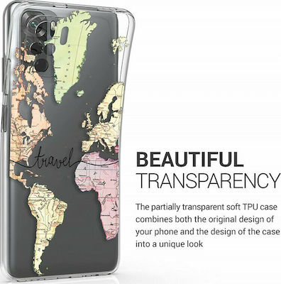 KWmobile Slim Fit Gel Задна корица Силикон World Map Travel (Redmi Note 10 / 10s / Poco M5s - Редми Ноут 10 / 10с / Поко М5с) 54544.02