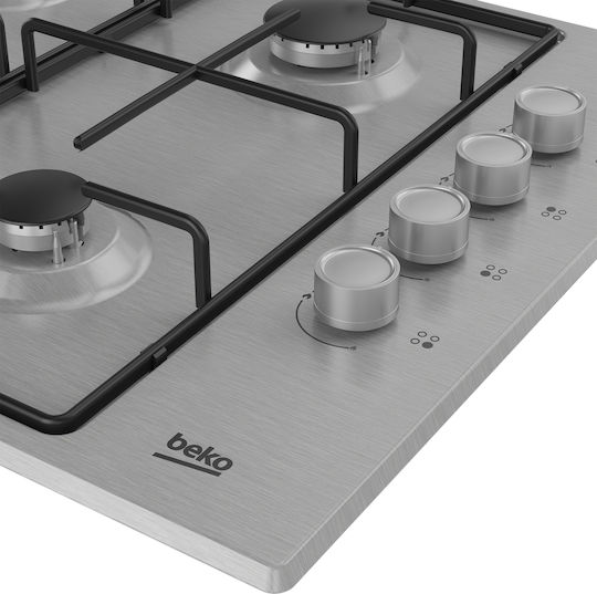Beko Gas Cooktop Autonomous Inox Stainless Steel 61x51εκ.