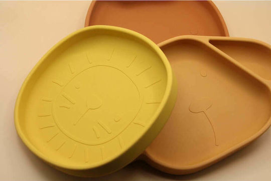 The Cotton Cloud Baby Food Plate Alfie the Lion made of Silicone Yellow