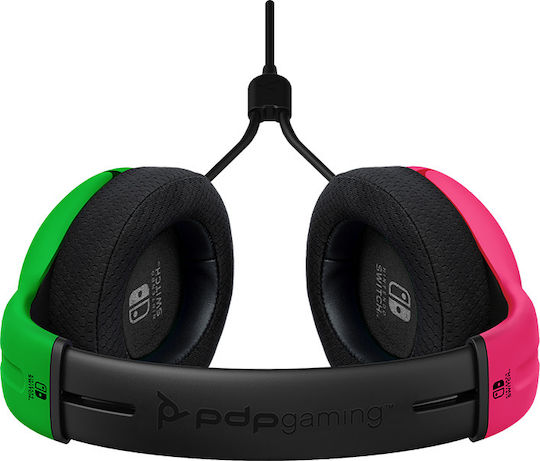PDP LVL40 Switch Over Ear Gaming Headset με σύνδεση 3.5mm Pink / Green for Nintendo Switch