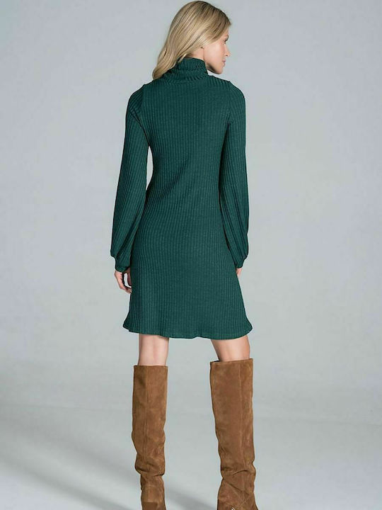 Figl M831 Mini Dress Turtleneck Green 157492