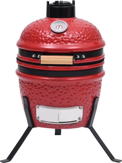 vidaXL Ceramică Grătar cu Cărbuni Kamado cu Capac, Termometru și Afumătoare 56cmx56cm