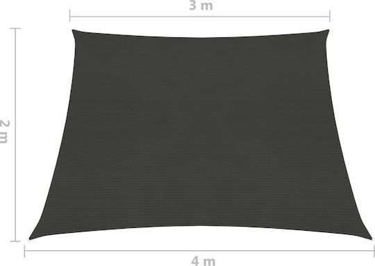 vidaXL Ορθογώνιο Πανί Σκίασης Γκρι με Κρίκους 2x4m 160gr/m²