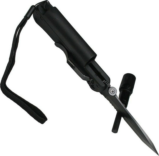 Fox Jack Lamp / Whistle / Fire Starter Pocket Knife Black in Sheath