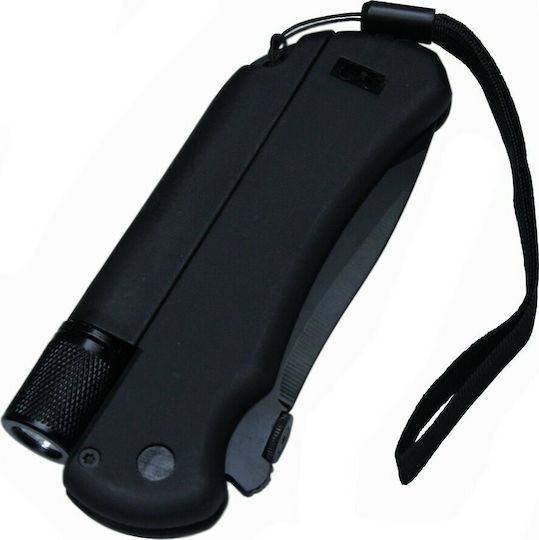 Fox Jack Lamp / Whistle / Fire Starter Pocket Knife Black in Sheath