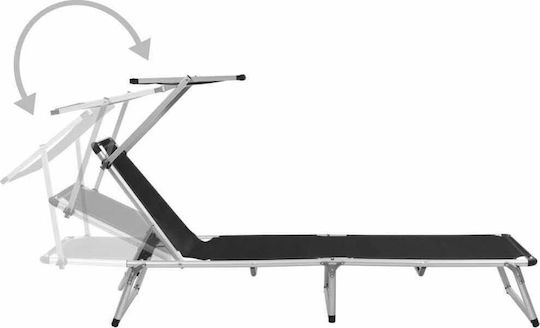 vidaXL Strandliegen Schwarz Faltbar mit Sonnenschirm 186x58x75cm. 2Stück