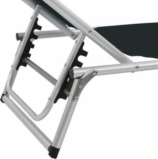 vidaXL Strandliegen Schwarz Faltbar mit Sonnenschirm 186x58x75cm. 2Stück