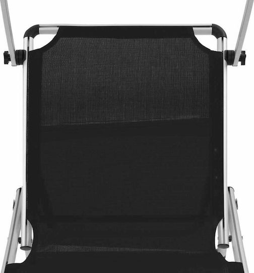 vidaXL Strandliegen Schwarz Faltbar mit Sonnenschirm 186x58x75cm. 2Stück
