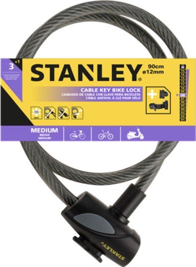 Stanley Lacăt Bicicletă Tip Spiră cu cheie Neagră