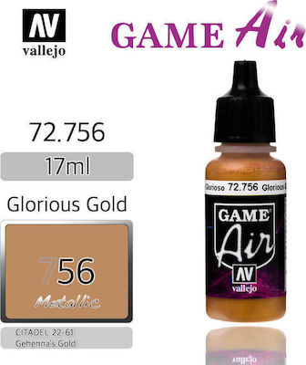 Acrylicos Vallejo Game Air Χρώμα Μοντελισμού Glorious Gold 17ml