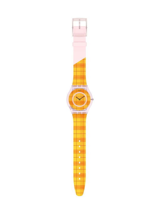 Swatch Fire Madras Ανδρικό Ρολόι 42mm Μπαταρίας με Πορτοκαλί Καουτσούκ Λουράκι