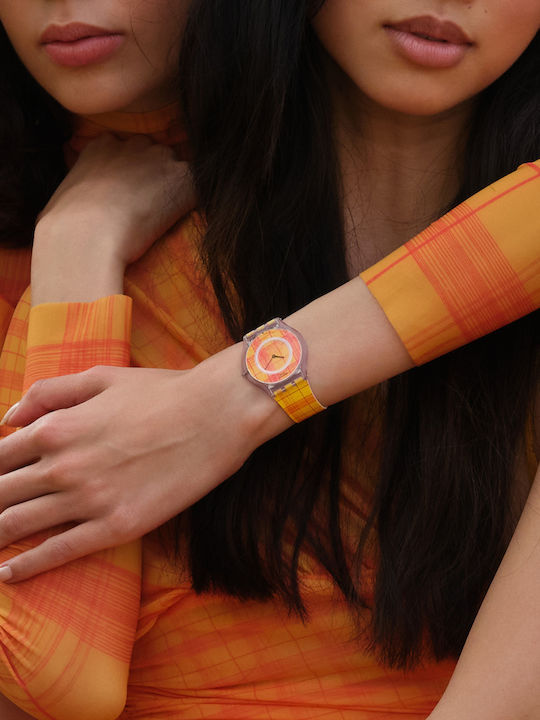 Swatch Fire Madras Ρολόι Μπαταρίας με Καουτσούκ Λουράκι