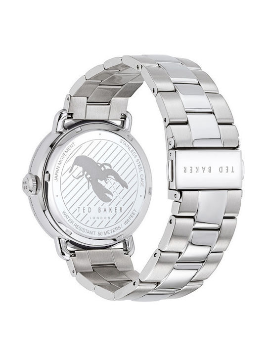 Ted Baker Men's Watch 46mm Chronograph Battery with Silver Metal Bracelet