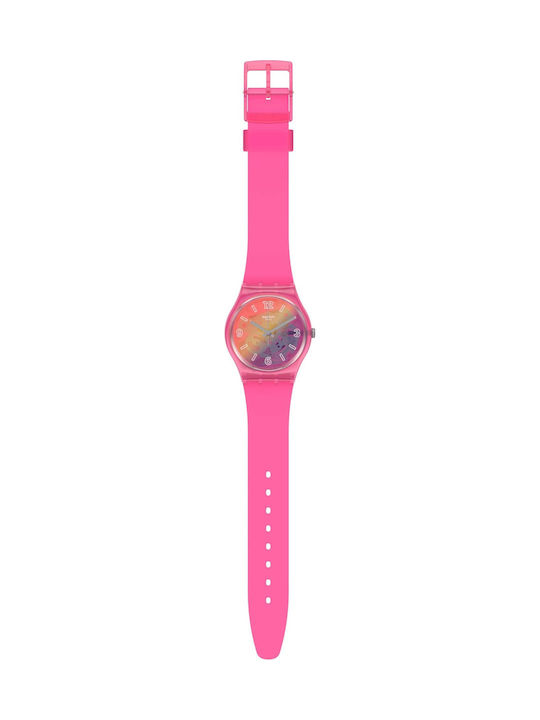 Swatch Pink Disco Fever Women's Watch with Fuchsia Rubber Strap
