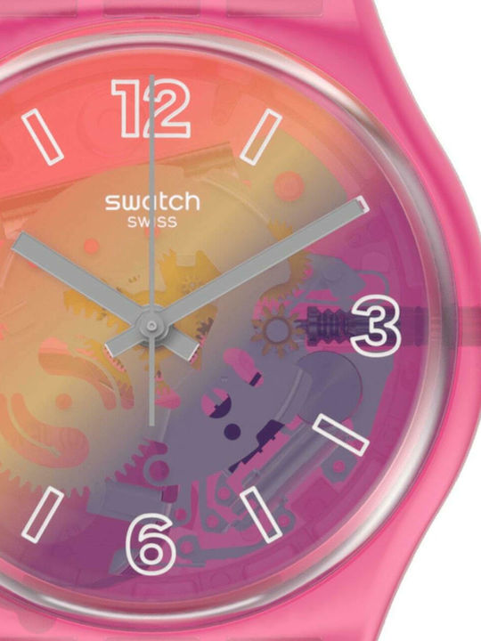 Swatch Pink Disco Fever Women's Watch with Fuchsia Rubber Strap