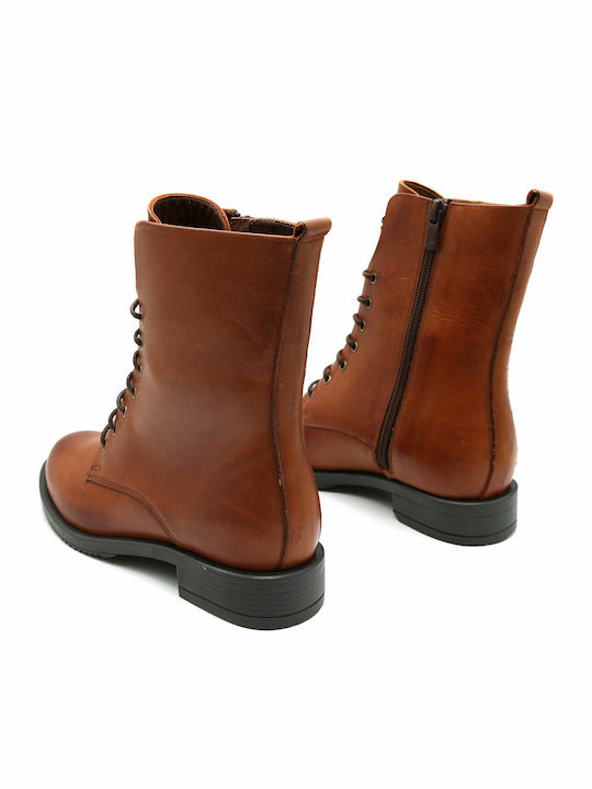 Leder Stiefeletten Damen Tabac Braun