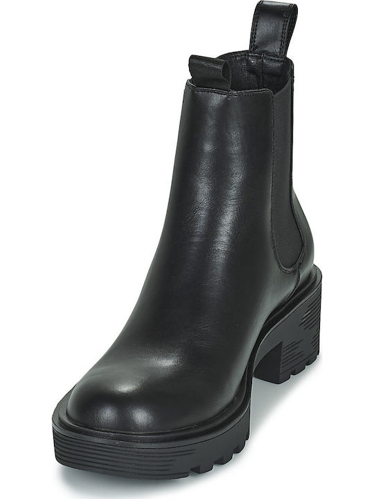 Ramone Beatles Leather Women's Chelsea Boots with Medium Heel Black