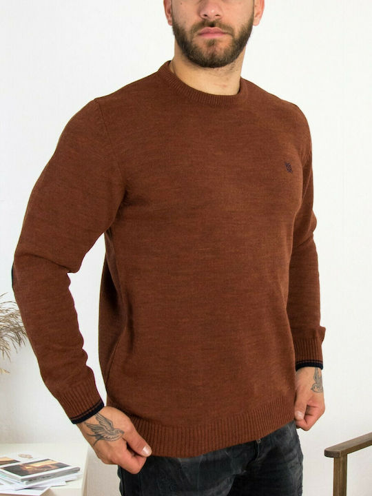 Darious Herren Strickpullover aus Ziegelstein mit Bicolor 18555A