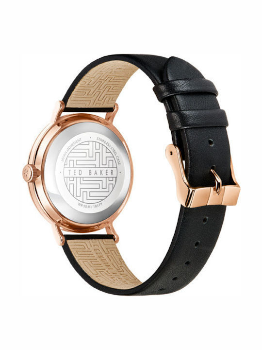 Ted Baker Phylipa Γυναικείο Ρολόι 37mm Μπαταρίας με Μαύρο Δερμάτινο Λουράκι