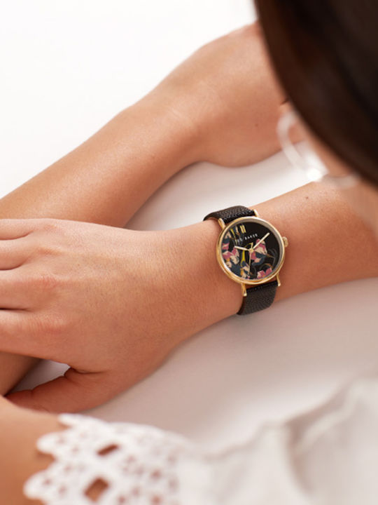 Ted Baker Phylaa Women's Watch with Black Leather Strap