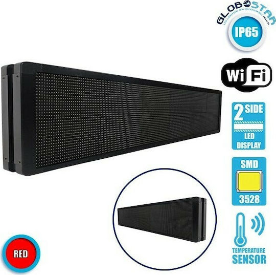 GloboStar Semn LED rulant Cu două fețe Impermeabila 168x40cm Roșu