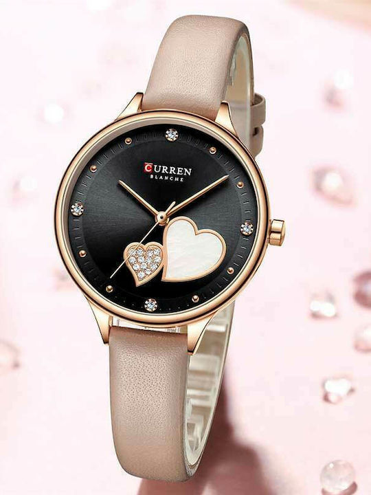 Curren Women's Watch with Beige Leather Strap