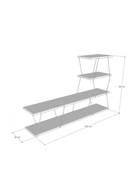 TV Stand Tars from Metal & Wood Walnut L150xW30xH93cm