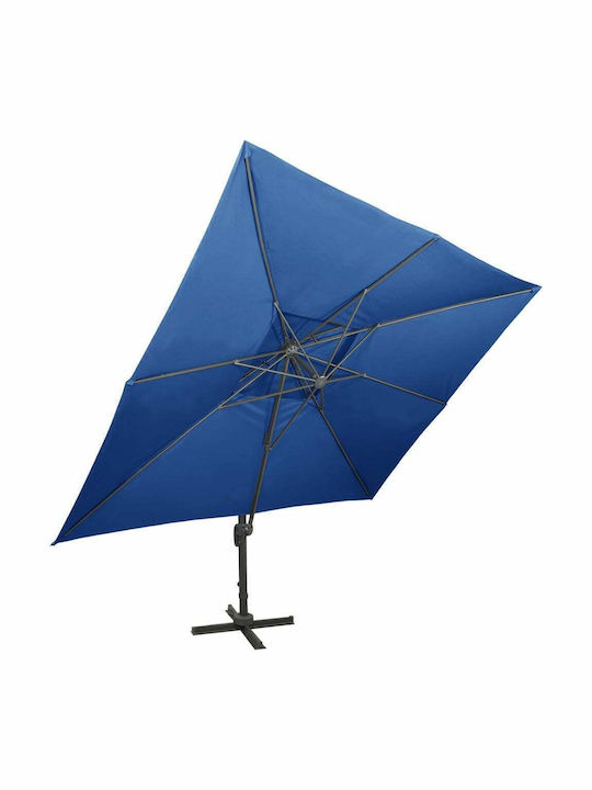 Umbrelă Suspendată Pătrată Din Aluminiu Albastru Azur 4x3m