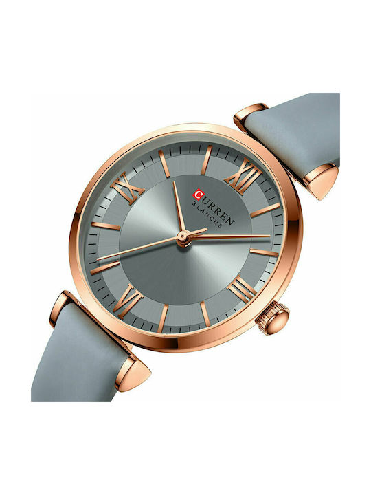 Curren Watch with Gray Leather Strap